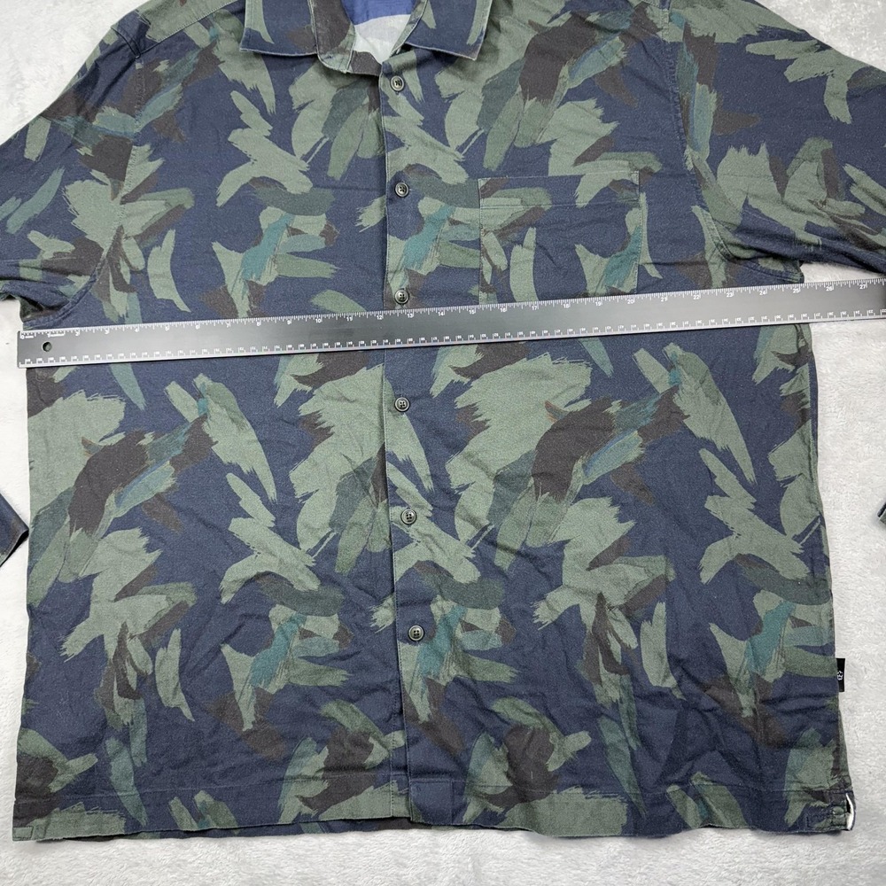 Ted Baker Button Front Shirt Mens 6 Blue Green Abstract Camo MMA-FIELDER LS - Picture 5 of 13